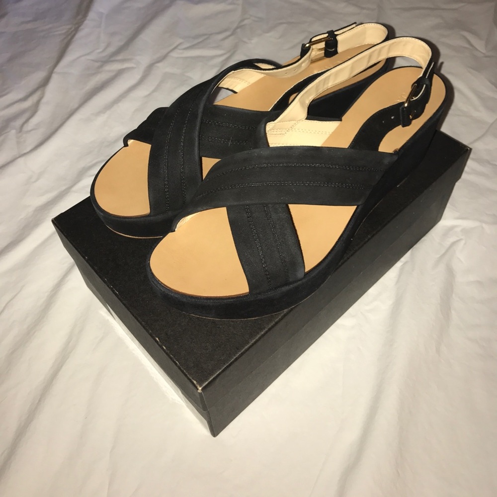 J.Crew suede black wedges