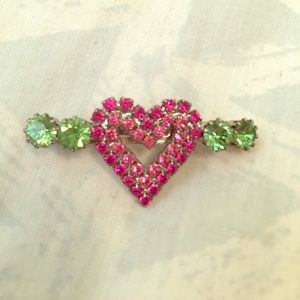 Tarina Tarantino Pink and Green Heart Hair Clip