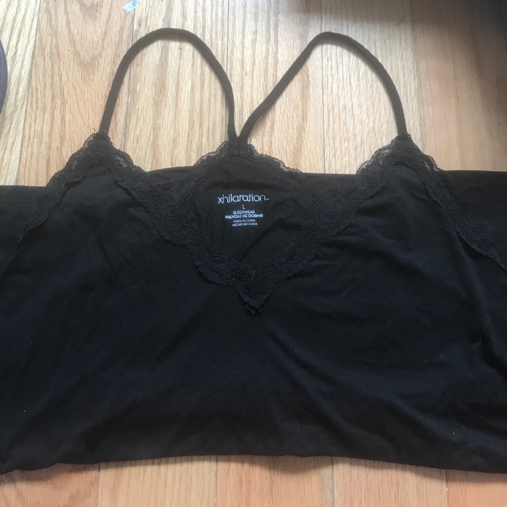 black lace trim tank top