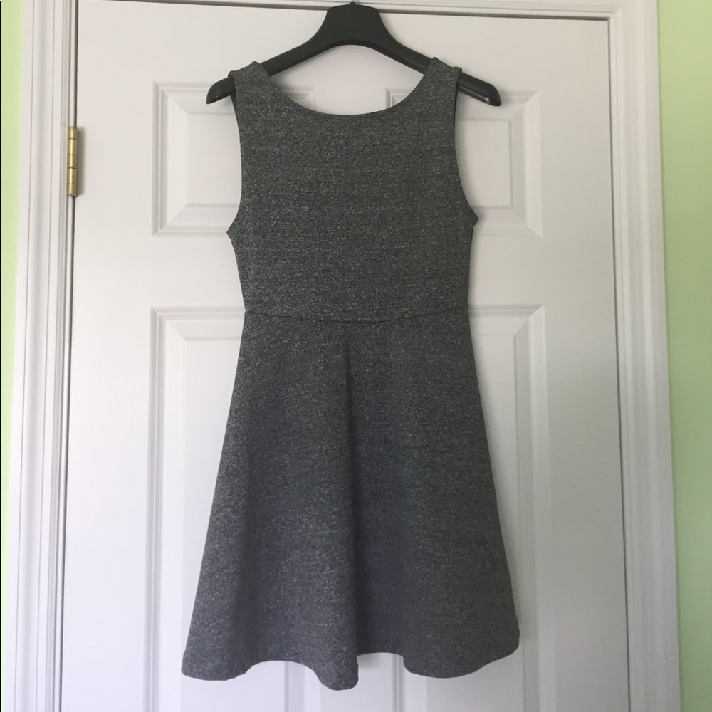 H&M Heather Grey Skater Dress with deep V-back