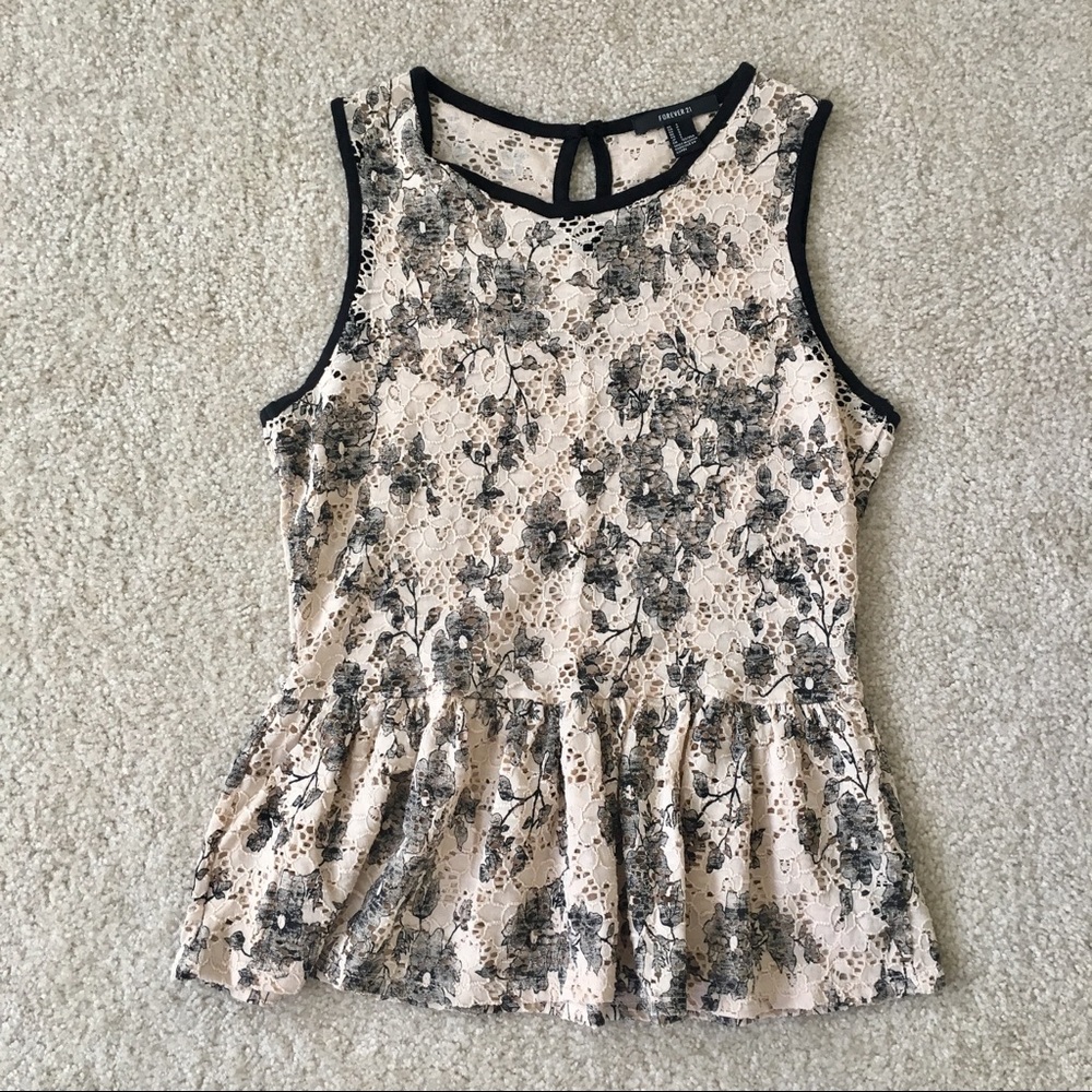 Forever 21 Lace Peplum Tank Top
