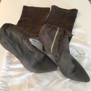 Joie Suede Jemina B OTK Boots in Brown/Olive