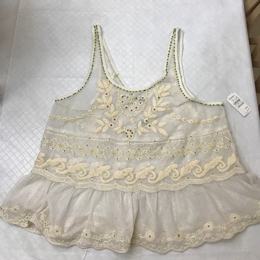 Free People lace top with beading TAG STILL ON