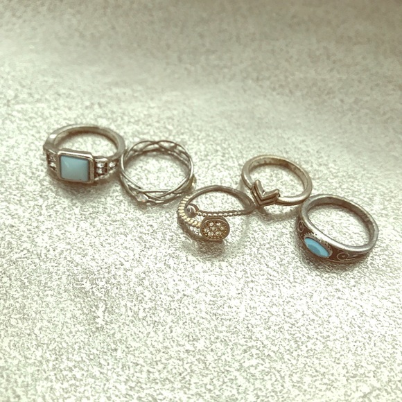Silver and Blue Ring Set - Picture 1 of 3
