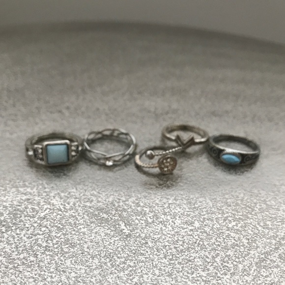 Silver and Blue Ring Set - Picture 2 of 3