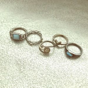 Silver and Blue Ring Set