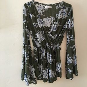 Abercrombie & Fitch olive green bell sleeve romper