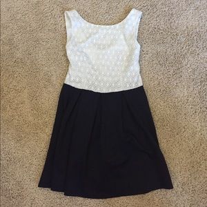 Dress with white top and navy blue bottom