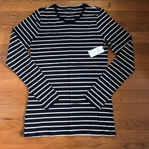 Navy blue and white stripe long sleeve shirt
