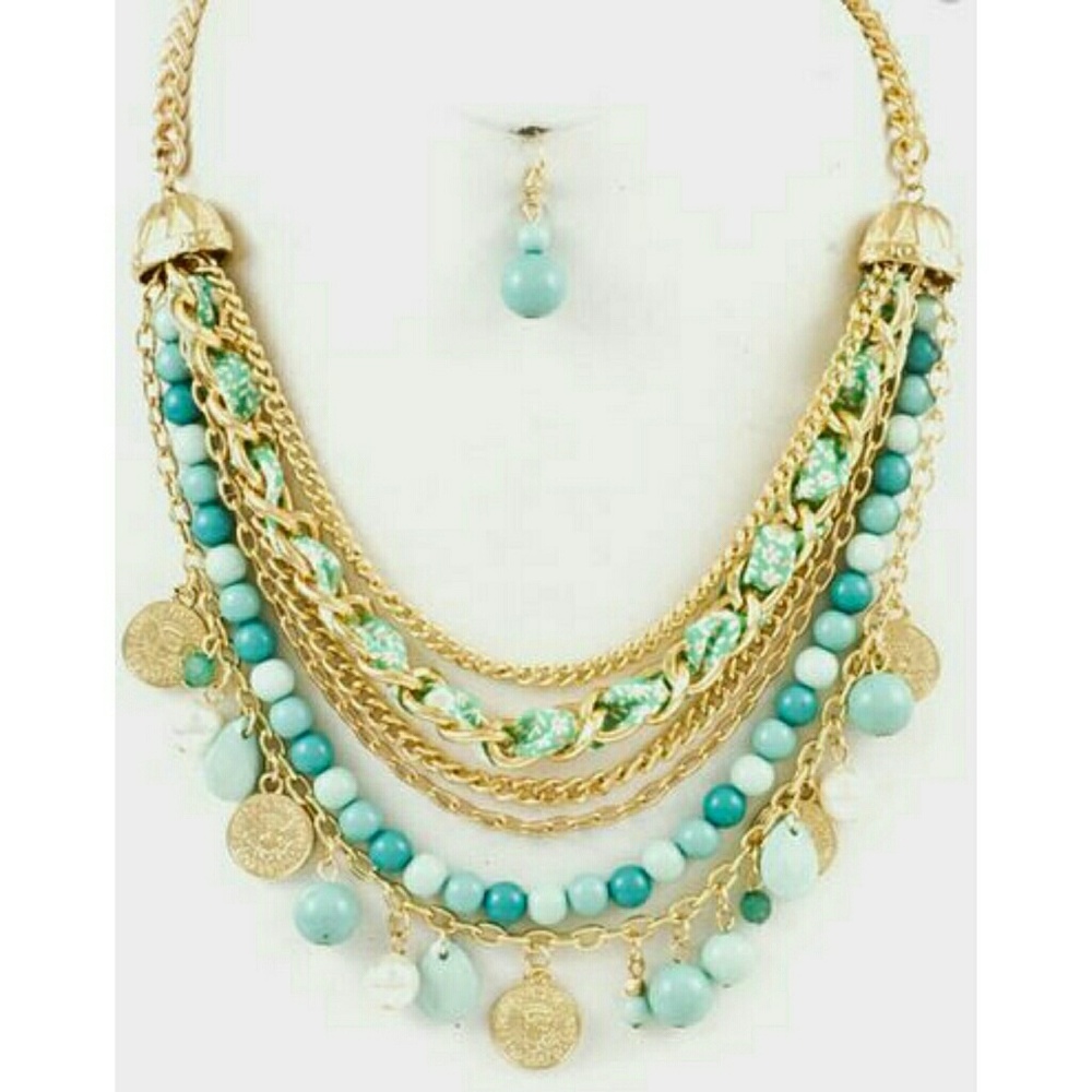 Gold coin necklace set
