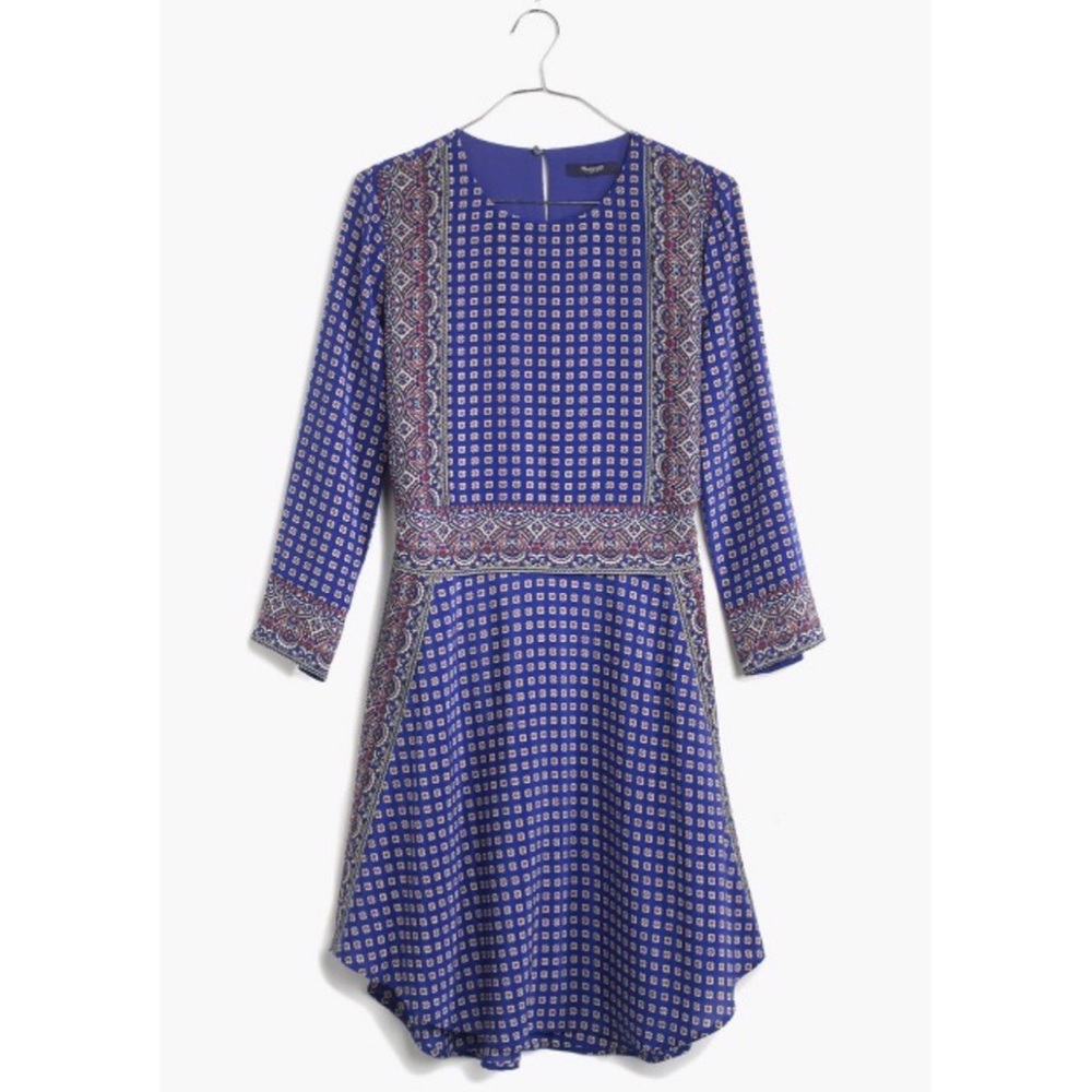Madewell blue silk tee dress in ascot grid - Picture 1 of 8