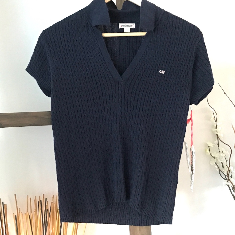 POLO JEAN CO. Ralph Lauren Cable Knit Polo Top