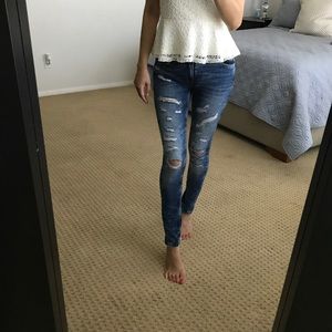 Zara skinny distressed denim