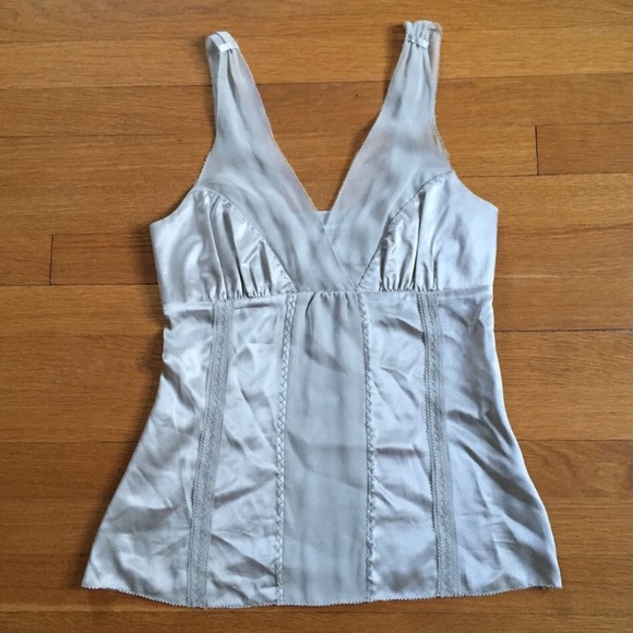 White House Black Market Tops - WHBM Silver Silk Top