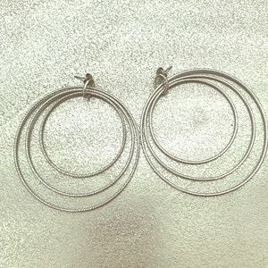 Silver Triple Hoop Earrings