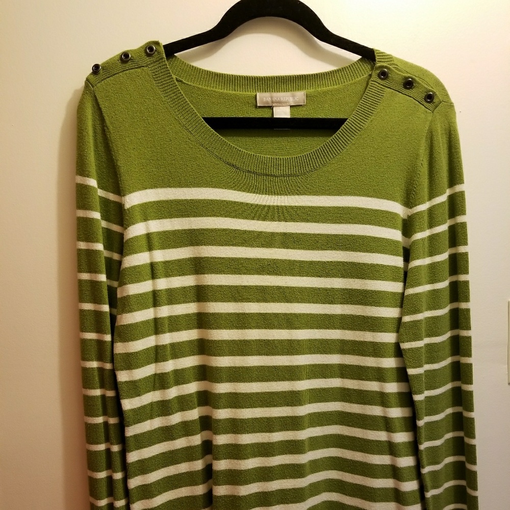 Banana Republic Green striped Wool Sweater