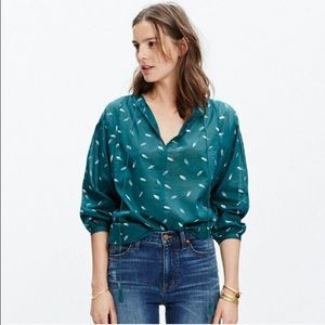 Feather Print Madewell Tassel Top