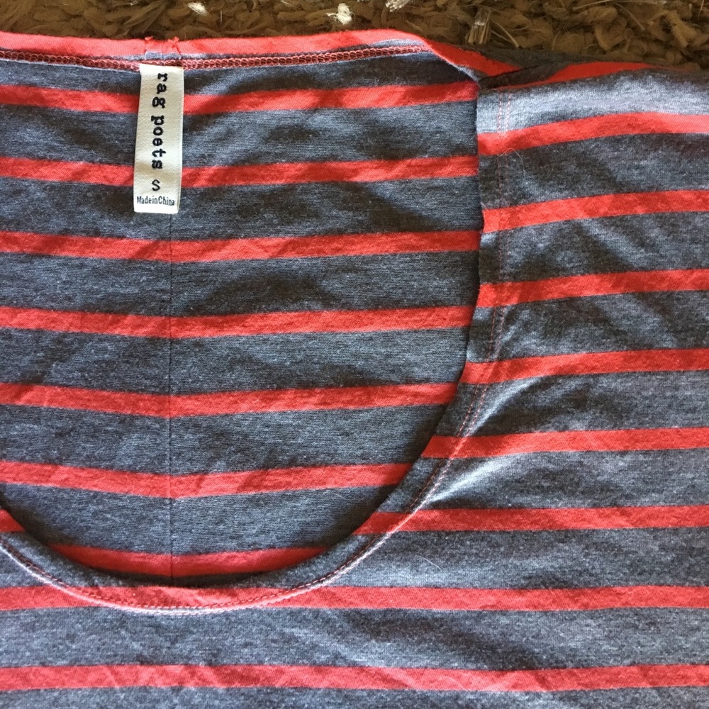 Rag Poets gray striped Tee - Picture 2 of 4