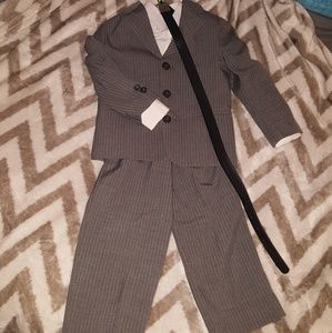 3 piece pinstripe suit with belt
