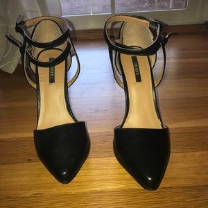 Black point-toe heels
