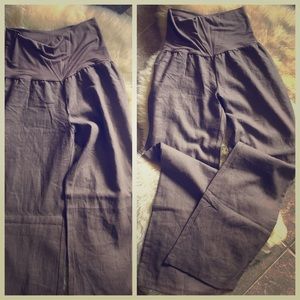 Taupe fold over linen pants