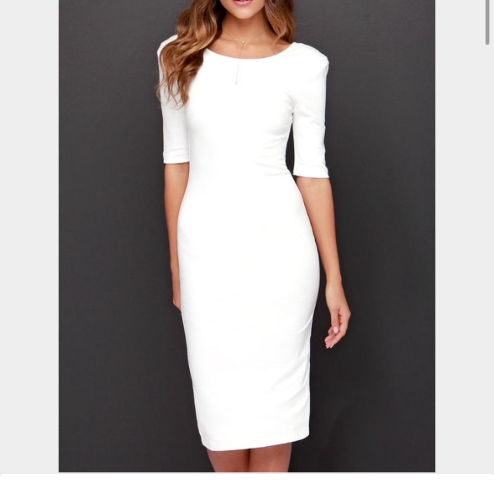 Lulu's Bodycon White Midi Dress - Never Worn