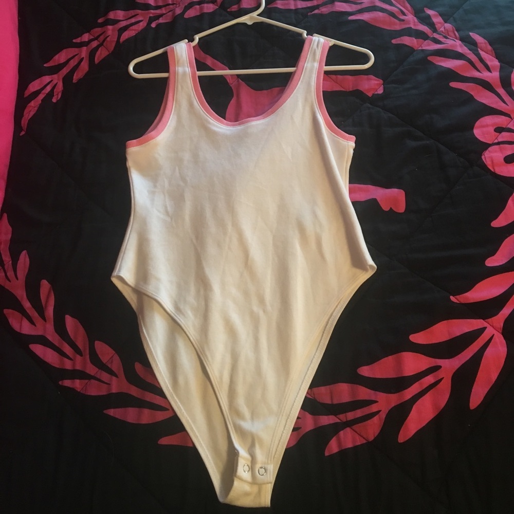 NWOT Pink and White Bodysuit