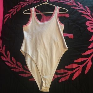 NWOT Pink and White Bodysuit