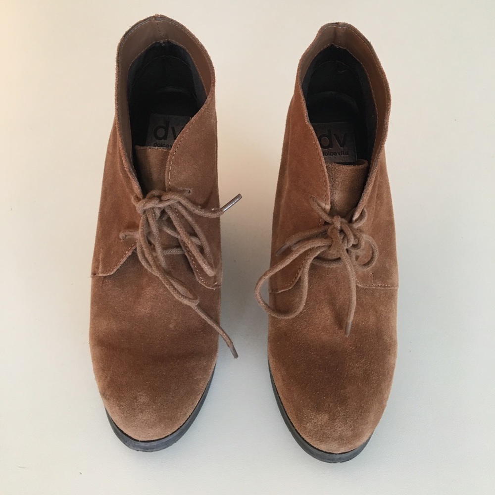 Dolce Vita 'Pura' Brown Suede Wedge Booties