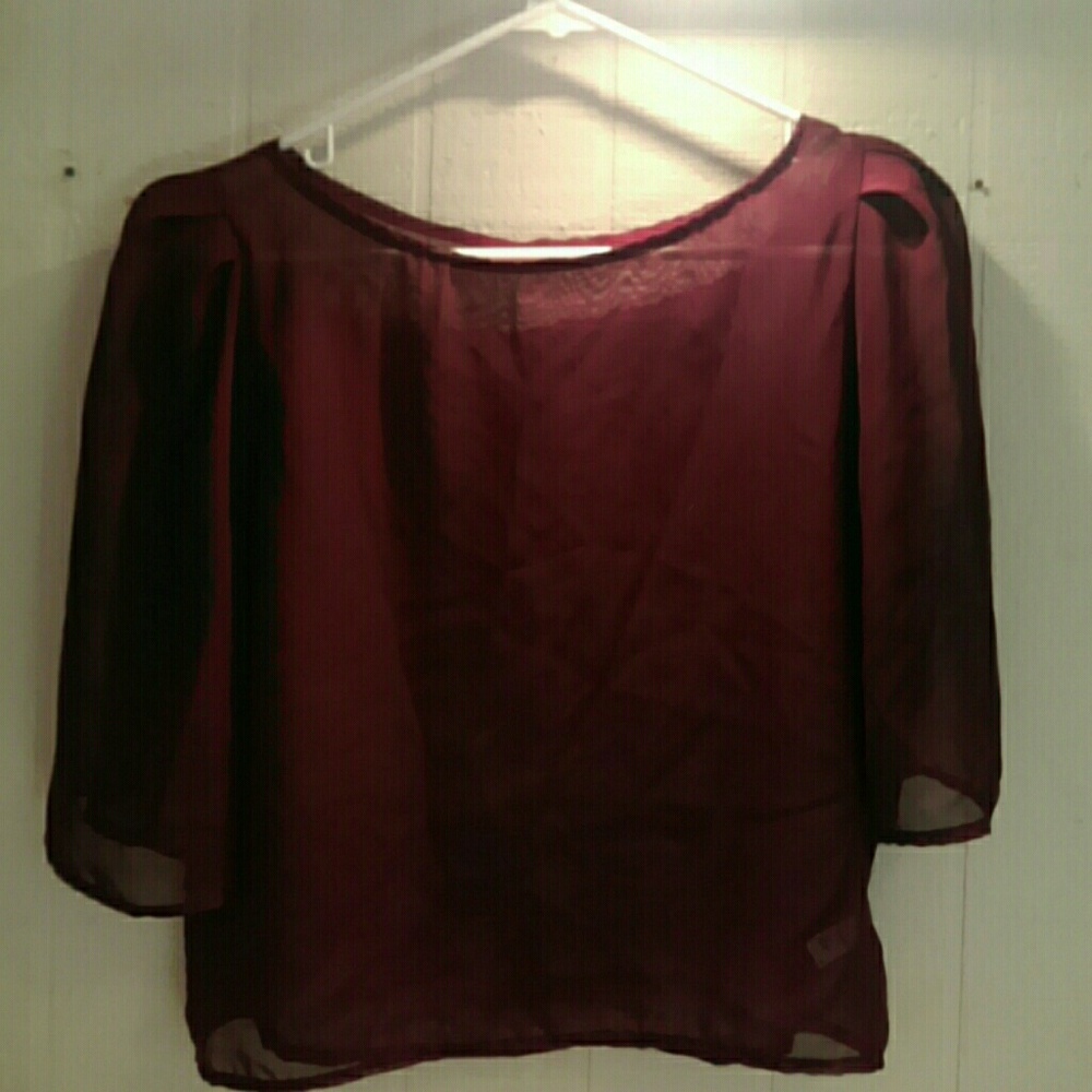 Maroon American Apparel Chiffon Blouse