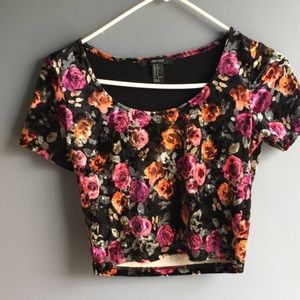 Beautiful velvet floral crop top
