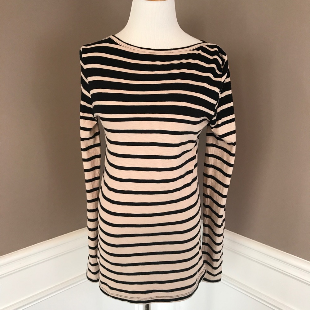 J.crew 100% cotton artist T in Beige/black stripe