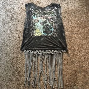 Free People "Wolf Child" Fringe Tee