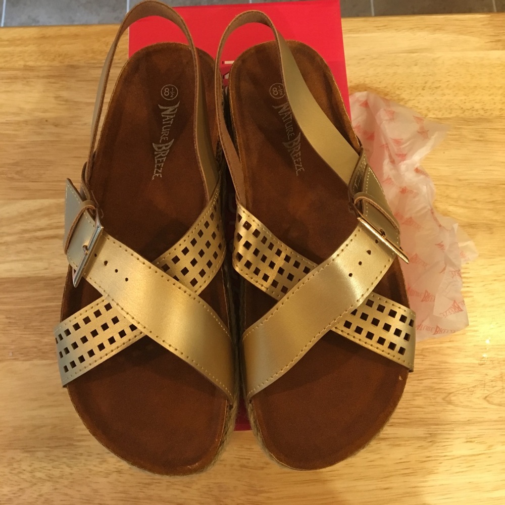 Nature Breeze Gage platform sandals in gold