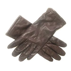 Brown leather winter gloves