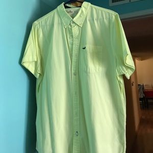 Bright yellow hollister button up shirt