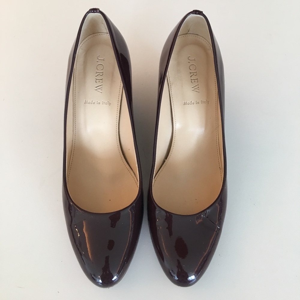 J. Crew Merlot Patent Leather Wedges