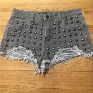 NWOT dark denim studded trendy shorts