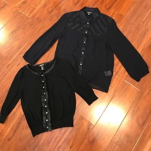 Set Of 2 DKNY silk top and cardigan