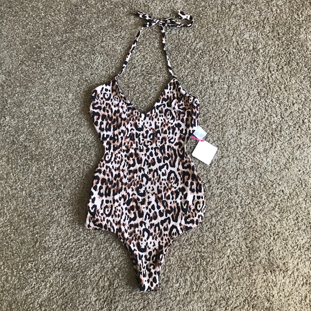 Cheetah/leopard print one piece bathing suit