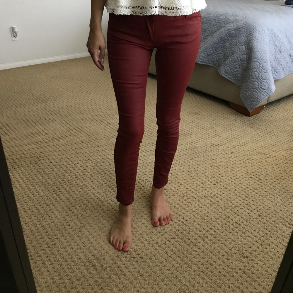 Zara Coated red denim