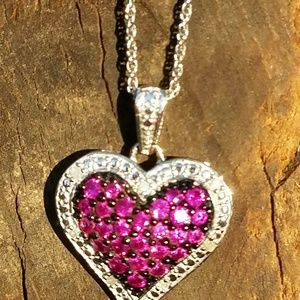 STERLING SILVER PURPLE STONE HEART NECKLACE