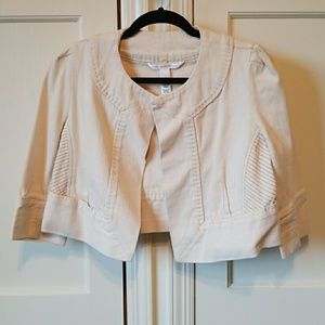 Diane von Furstenberg Cream Denim Cropped Jacket