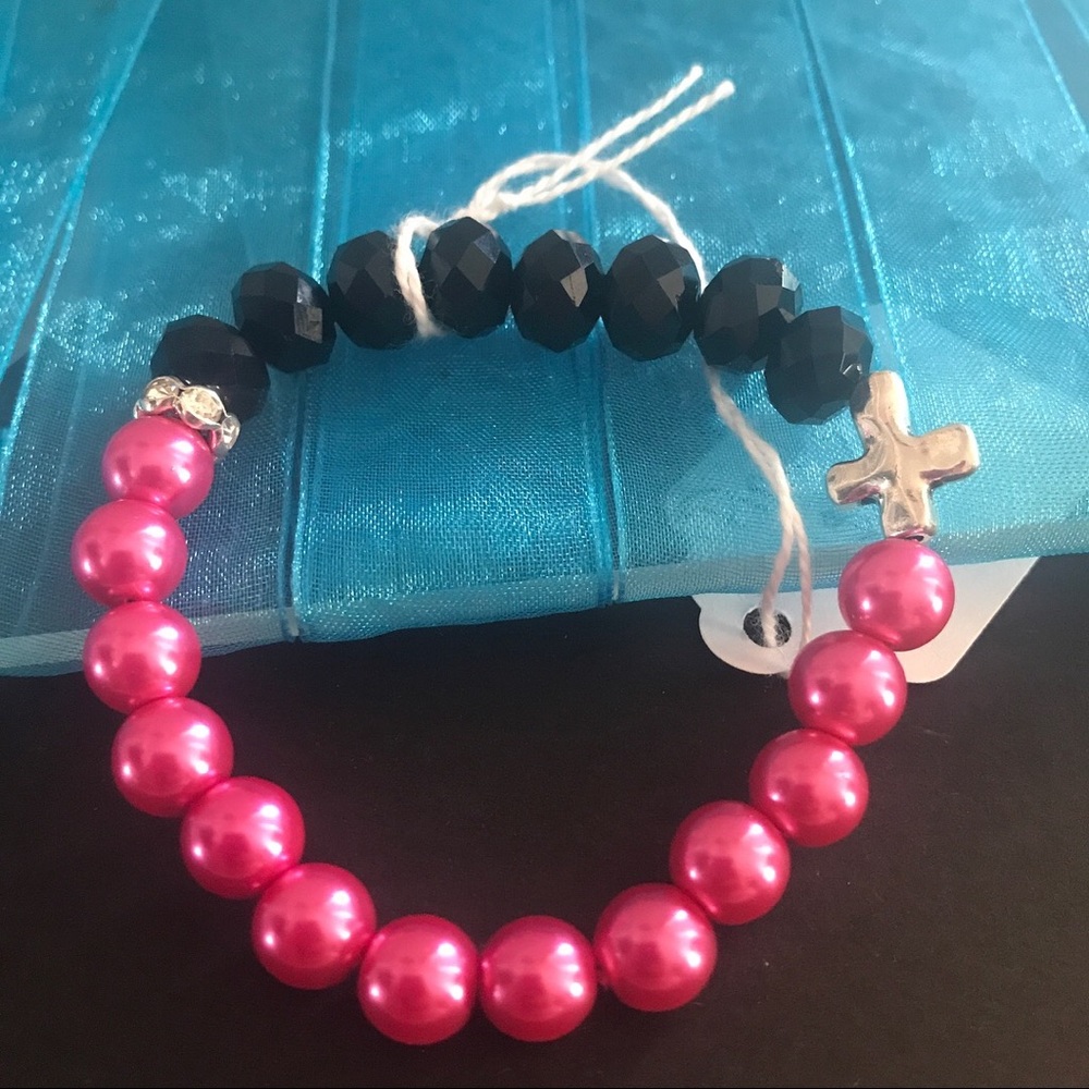 Pink cross bracelet