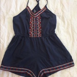 Angie Short Jumpsuit Navy, Red & white