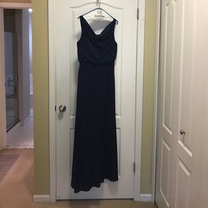 Jenny Yoo Crepe de Chine Gown in Navy