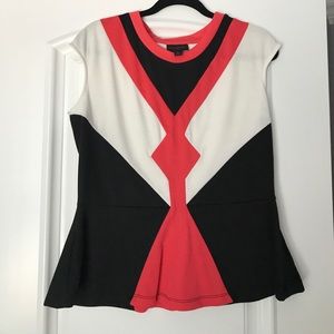 White/black/pink peplum top