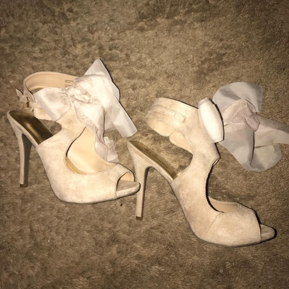 Stiletto buckle suede heels