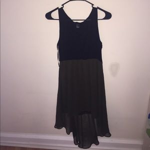 Green and black high-low dress