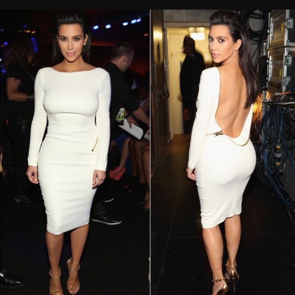 Beautiful Backless white dress MIDI